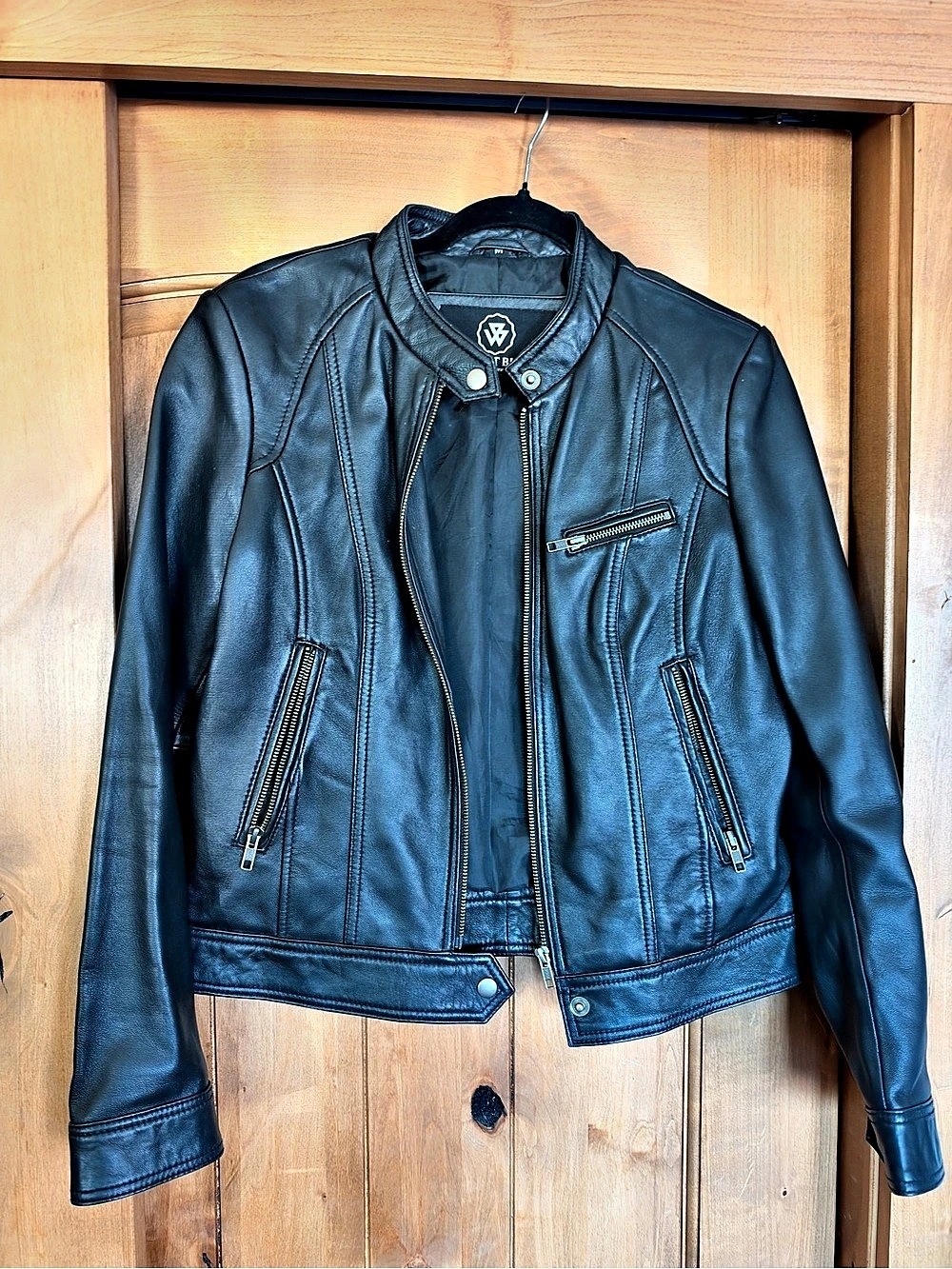 Whet Blu Women's Black Leather Moto Jacket